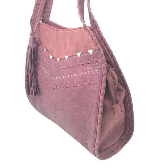 Steven by Steve Madden Jonah Tassel Bag Boho-Chic Mauve Shoulder Bag Gold Stud - Picture 5 of 16